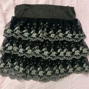 Floral Lace Black Skirt